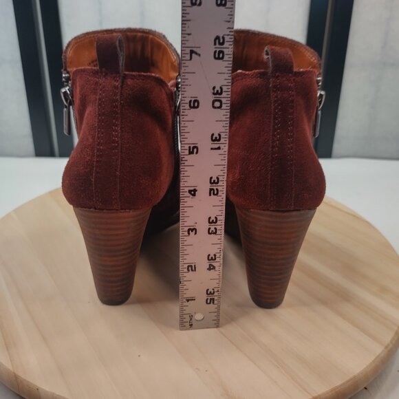 Lucky Brand Yahir Suede Wedge Raisin Burgandy Ankle Booties Women US 9M / 40 - Picture 8 of 13